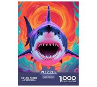 1000 Pièces Requin Puzzles Jeu De Société Adulte Activités Familiales Stimulantes Féroces bêtes de mer Casse-tête Qualité Premium pour Adultes Et Enfants 70x50cm/1000pcs