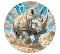 1000 Pièces Rhinocéros Blancs Papier Puzzle Jeu De Puzzle Pièces Parfaitement Assorties Animaux Casse-tête Qualité Premium pour Adultes ET Enffourmis 1000pcs (67.5x67.5cm)