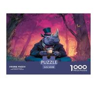 1000 Pièces Rhinocéros Puzzles Jeu De Puzzle Pièces Parfaitement Assorties Animal Sauvage Casse-tête Qualité Premium pour Adultes Et Enfants À Partir De 12 Ans 52x38cm/1000pcs