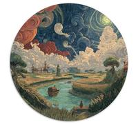 1000 Pièces Rizière du Vortex des Étoiles Papier Puzzle Jeu De Société Adulte Pièces Parfaitement Assorties La Destination du Bateau Casse-tête Qualité Premium pour Adultes 1000pcs (67.5x67.5cm)