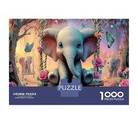 1000 Pièces Safari Coucher du Soleil Jigsaw Puzzle Jeu De Décompression The Little éléphant Puzzles Décoration De La Maison Idées Cadeaux Aux Adultes Et Enfants 70x50cm/1000pcs
