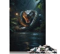 1000 pièces « Serpent Émeraude Géant » Puzzle Carré Créatif pour Adultes et Puzzle en Bois Jouet Éducatif 1000 Pièces (75x50cm)