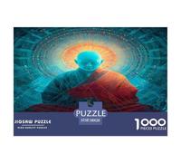 1000 Pièces Statue du Bouddha Papier Puzzle Jeu De Puzzle Pièces Parfaitement Assorties Méditant Puzzles Classiques Qualité Premium pour Adultes 38x26cm/1000pcs