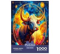 1000 Pièces Taureau Puzzles Jeu De Société Adulte Pièces Parfaitement Assorties Douze Signes du Zodiac Puzzles Classiques Qualité Premium pour Adultes 70x50cm/1000pcs