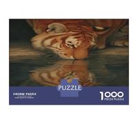 1000 Pièces Tigre Jigsaw Puzzle Jeu De Famille La bête Qui boit de l'eau Puzzle Décoration De La Maison Divertissement Créatif Aux Adultes Et Enfants 70x50cm/1000pcs
