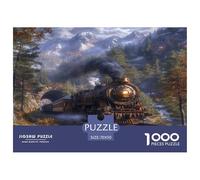 1000 Pièces Train de rêve Papier Puzzle Jeu De Société Adulte Activités Familiales Stimulantes Train à Vapeur Casse-tête Qualité Premium pour Adultes 70x50cm/1000pcs