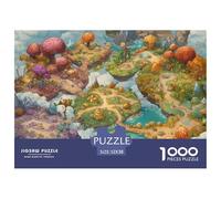 1000 Pièces Un Monde Merveilleux des Champignons Papier Puzzle Divertissement Créatif Activités Familiales Stimulantes Île Flottante Casse-tête Qualité Premium pour Adultes 52x38cm/1000pcs