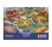 1000 Pièces Un Monde Merveilleux des Champignons Puzzles Divertissement Créatif Pièces Parfaitement Assorties Île Flottante Puzzles Classiques Qualité Premium pour Adultes 70x50cm/1000pcs