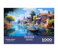 1000 Pièces Vue du Canal de Venise Papier Puzzle Jeu De Puzzle Activités Familiales Stimulantes Grand Canal Vista Casse-tête Qualité Premium pour Adultes Et Enfants 70x50cm/1000pcs