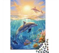1000 Puzzles carrés créatifs Dauphins pour Adultes, Puzzles en Bois, Jeux de défi Uniques, 1000 pièces (75 x 50 cm)