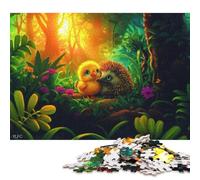 1000 Puzzles carrés créatifs en Bois représentant des Poussins et des hérissons, pour Adultes. Jeu de Puzzle Unique et Stimulant. 1000 pièces (75 x 50 cm).
