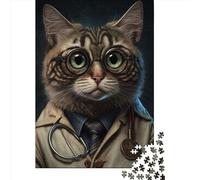 1000 Puzzles carrés créatifs « Le Chat Grognon » pour Adultes, Puzzles en Papier, Jeu de défi Unique, 38 x 26 cm / 1000 pièces