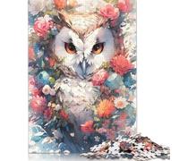 1000 puzzles carrés créatifs Owl The Wise One pour adultes, puzzle en bois, jeux de défi uniques 38x26 cm/1000 pièces