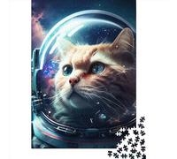 1000 Puzzles carrés créatifs sur Le thème de l'univers des Chats de l'espace pour Adultes, Puzzles en Bois, Jeux de défi Uniques, 1000 pièces (75 x 50 cm)