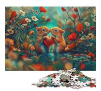 1000 Puzzles « Écureuils Amoureux » pour Adultes et Adolescents, Puzzles en Bois, Jeux familiaux, Cadeaux de Noël, 1000 pièces (75 x 50 cm)