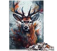1000 Puzzles pour Adultes 1000 pièces Cerf Popart Puzzle en Carton Casse-tête 10,27 x 14,96 Pouces