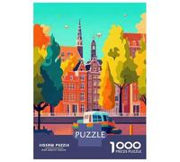 1000 Puzzles pour Adultes Amsterdam Canal Boat Ride Jeu De Réflexion pour Adultes, Idéal pour La Décoration Ou comme Cadeau pour Toute La Famille 38x26cm/1000pcs