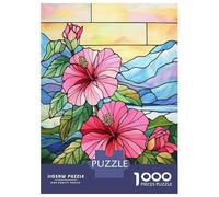 1000 Puzzles pour Adultes Stained Glass Hibiscus Jeu De Réflexion pour Adultes, Idéal pour La Décoration Ou comme Cadeau pour Toute La Famille 38x26cm/1000pcs