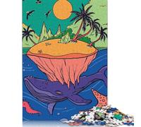 1000 rompecabezas cuadrados creativos de la Isla de Las Ballenas de Fantasía Para adultos, rompecabezas de Madera, juegos de desafío únicos, 1000 piezas (75 x 50 cm)