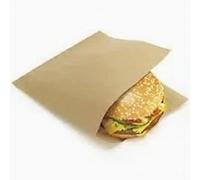 1000 Sachets Kraft Ouverts 2 Côtés 18,5 x 18 cm (50 gsm) - Papier Anti-Gras pour Burger, Kebab, Sandwich - Emballage Alimentaire Écologique Sans PFAS - Couleur Brun