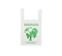 1000 Sacs à Bretelles Biodégradables transparents 26+12x45 cm 15 microns biosoursés et compostables