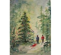 1000 Teile Kinderpuzzle Weihnachtsbaum Aquarell Wohnzimmer Haus Wanddekoration Geschenk Herausforderung Hoher Schwierigkeitsgrad Familienpuzzlespiel Geburtstagsgeschenk 70x50cm