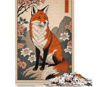 1000-teiliges japanisches Kunst-Kitsune-Puzzle für Erwachsene, Halloween-Geschenk, Papierpuzzle für Erwachsene und Jugendliche, Lernpuzzle, 1000 Teile (38 x 26 cm)