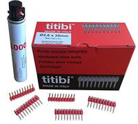 1000 X TITIBI clous de haute qualité + 1 bouteille de gaz P1000 (165mm) pour Cloueur pour béton : HITACHI - Bea - Makita - Autre (Ø 2,6 x 25mm)