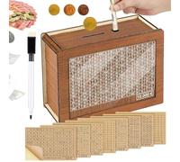 10000€ Tirelire en Bois avec Marqueur et Autocollants, Tirelire Réutilisable avec Objectifs Chiffres D'épargne,Economie Argent,Aide à l'Habitude d'Épargner pour Adultes(500-10000€)