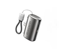 10000mAh Mini Capsule Power Bank avec câble - Chargeur portable ultra compact, charge rapide USB-C, batterie de téléphone haute vitesse pour les déplacements (gris)