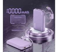 (10000mah¿Purple) Ccc 3c Batterie Externe 10000mah Batterie Externe Avec Câble Type-C 66w Charge Rapide Batterie Externe Alimentation Mobile Pour Iphone Samsun