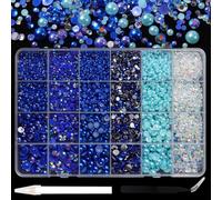 10000Pcs Strass Ongle Nail Art Perles et Plates Semi-Circulaires Perles, BetterJonny Nail Art Diamants en Cristal à Dos Plat 3-8mm Perles Demi Rond avec Pincette et Stylo pour Art d’Ongles DIY, B