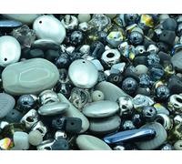 1000g Mixed Glass Beads different shapes Mix, Gray (Gray), Bohemian Crystal Glass, Czech Republic MIX Wholesale Bulk Pack