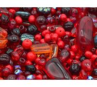 1000g Mixed Glass Beads different shapes Mix, Red (Red), Bohemian Crystal Glass, Czech Republic MIX Wholesale Bulk Pack