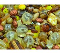 1000g Mixed Glass Beads different shapes Mix, Yellow (Yellow), Bohemian Crystal Glass, Czech Republic MIX Wholesale Bulk Pack