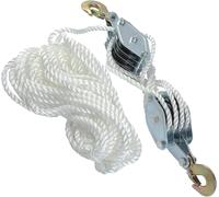 1000kg Rope Pulley Block & Fishing System 8:1 Lifting Power Heavy Duty Rope Hoist For Livestock Garage Warehouse Constructions