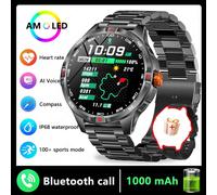 1000Mah Ultra-Longue Durée De Vie De La Batterie Montre Intelligente Hommes En Plein Air Compas Fitness Montres Gps Sport Bluetooth Appel Smartwatch Homme 2025 Nouveau.Black Steel.