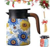 1000ml Infinite Tea Pot,Vintage Floral Pattern Tea Pot - Built-In Infuser,Stainless Steel Vintage Floral Pattern Tea Bottle,For Home Office (#4)