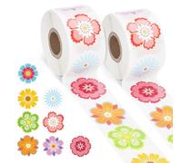 1000pcs/2 Rouleau Autocollants de Fleurs pour Enfants, 3,8cm 8 Motifs Autocollants Floraux Printemps-Été Colorés Autocollant Floral pour Scrapbooking Bouteilles d'Eau Enveloppes de Cartes