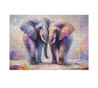 1000pcs(38x26cm) Puzzle pour Adolescents Mr. and Mrs. Elephant in Love - Abstract Painting Puzzle - Jeux Relaxants - Défi Difficile - Cadeau d'anniversaire, Cadeaux, 1000pcs(38x26cm)