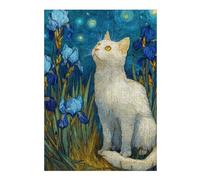 1000pcs(38x26cm) Puzzle pour Adolescents Starry Night Iris Cat Art Print Puzzles pour Adultes, Jouets Anti-Stress, Jeux De Vitesse, Cadeaux d'anniversaire Et Cadeaux Uniques 1000pcs(38x26cm)