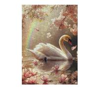 1000pcs(38x26cm) Puzzle pour Adolescents Swan Serenity with Cherry Blossoms Puzzles pour Adultes Jouets Anti-Stress Assemblage De Motifs Activités Amusantes À La Maison 1000pcs(38x26cm)