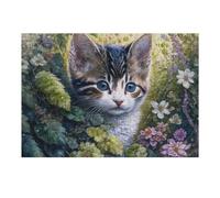 1000pcs(38x26cm) Puzzle Pour Adolescents Whiskered Whiskers Cute Kitten in Flowers Puzzle Pour Adultes : Jeux Relaxants, Meilleurs Cadeaux Pour La Mémoire, Pour Les Amis Et La Famille 1000pcs(38x26cm)