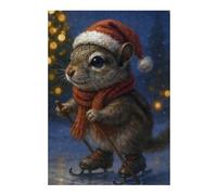 1000pcs(38x26cm) Puzzles pour Adolescents Christmas Squirrel on Ice Skates Puzzles Jeux Relaxants Améliore La Mémoire Cadeaux Uniques pour Un Anniversaire Et Noël 1000pcs(38x26cm)