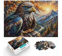 1000pcs (40x28cm), Puzzle Image 1000 Pièces, Eagles Glory Stained Glass | Pour un loisir intérieur plus long : Puzzle adulte 1000 pièces ; pour une activité tranquille chez soi.