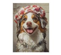 1000pcs(52x38cm) Casse-têtes pour Adolescents Floral Shower Cap Dog Casse-têtes pour Adultes, Jeu De Réflexion, Anti-Stress, Idéal en Cadeau pour Toute La Famille 1000pcs(52x38cm)