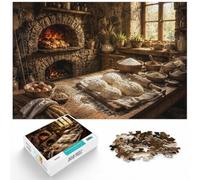 1000pcs (52x38cm), Puzzle 1000 Pièces, Rustic Bakery Scene with Fresh Dough