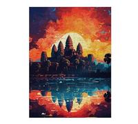 1000pcs(52x38cm) Puzzle Angkor Wat Sunset Reflections -1 Puzzle pour Adultes, Jouet, Décoration Murale, Cadeaux Uniques d'anniversaire Et De Noël 1000pcs(52x38cm)