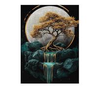 1000pcs(52x38cm) Puzzle pour Adolescents Golden Tree Moonlit Reflection Puzzles pour Adultes, Jouets Anti-Stress, Jeux De Vitesse, Cadeaux d'anniversaire Et Cadeaux Uniques 1000pcs(52x38cm)