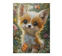 1000pcs(52x38cm) Puzzles pour Adolescents Adorable Fox Cub with Butterflies Puzzles pour Adultes, Jeux Familiaux, Défi Difficile, Cadeaux De Noël Et d'anniversaire 1000pcs(52x38cm)
